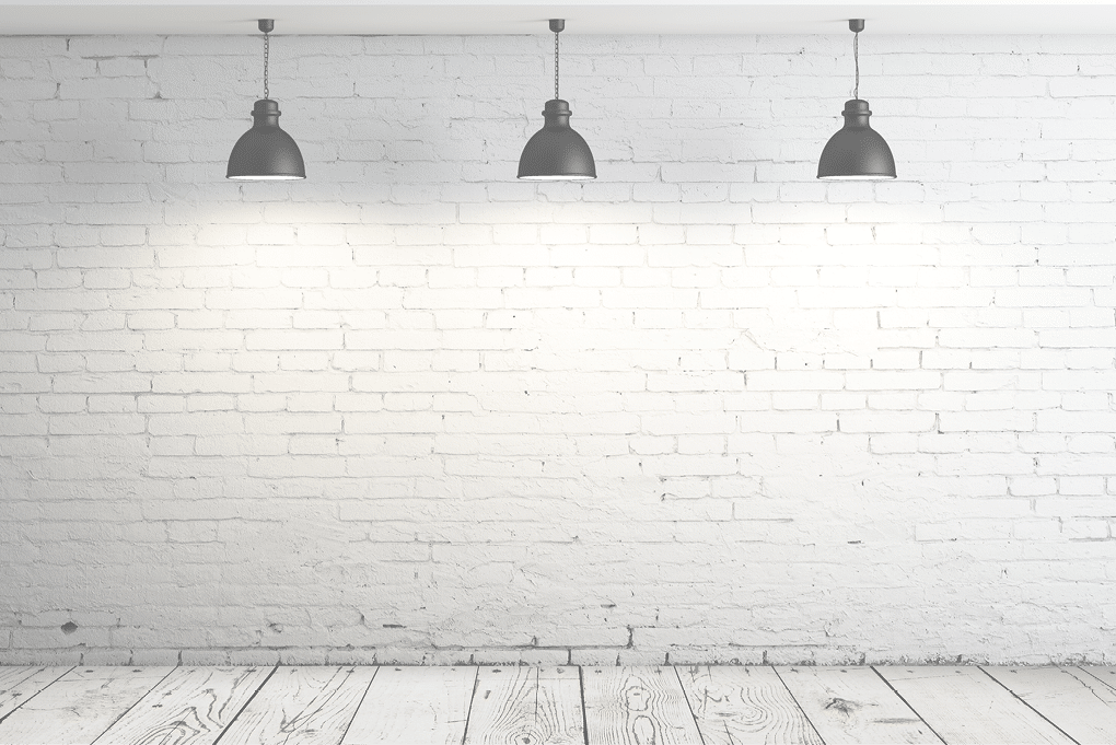 poster in room with ceiling lamp